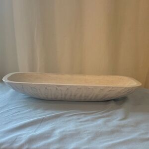 Carved Wooden Decorative Tray - Neutral Beige